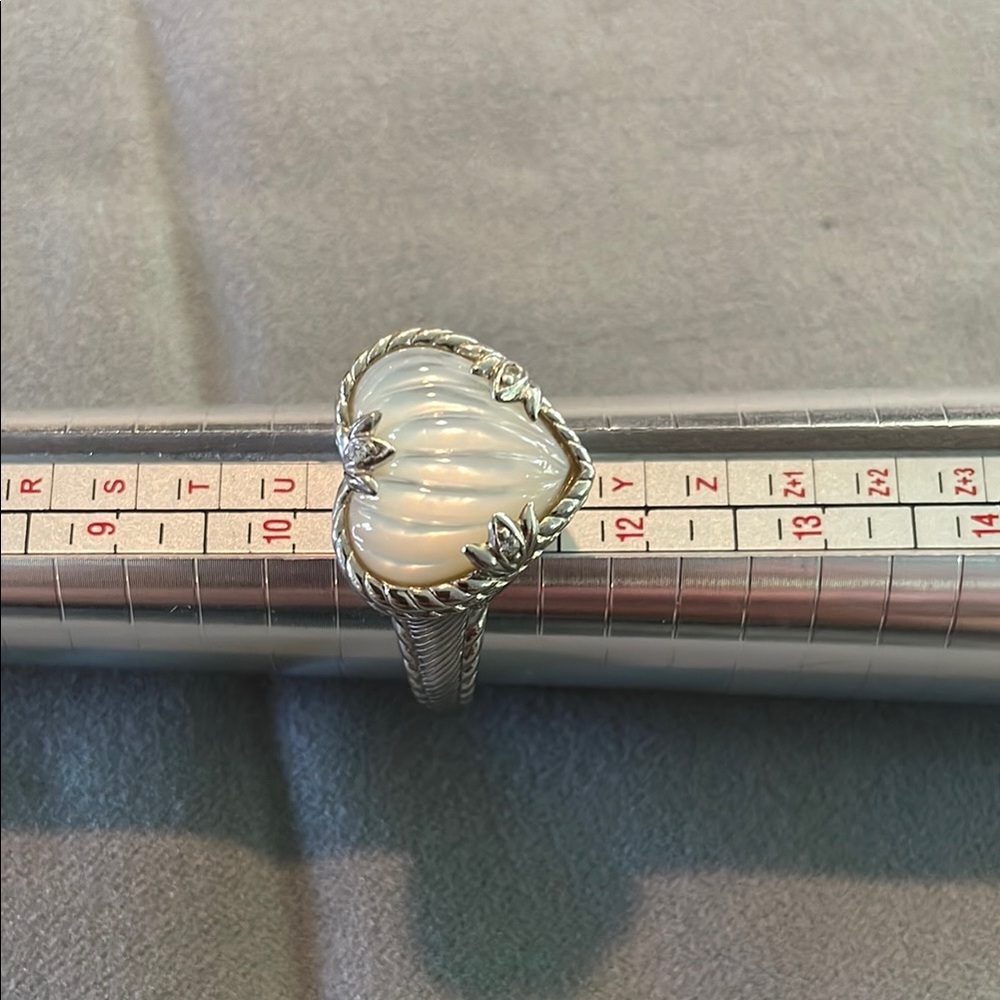 Judith Ripka Silver and White Heart Ring
